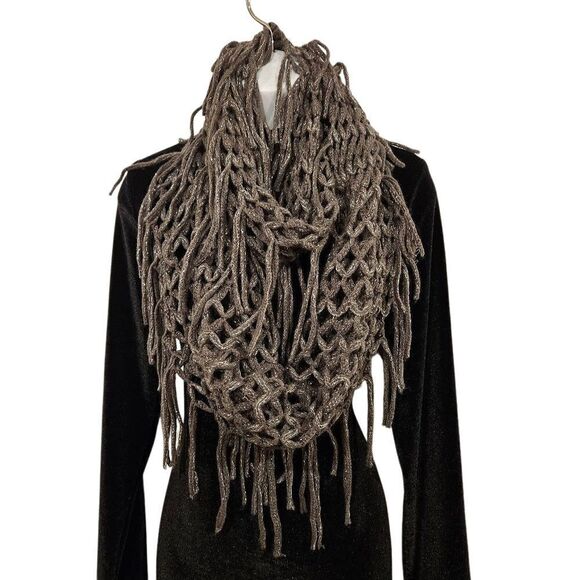 Grey with Shimmering Silver Infinity Scarf - Picture 1 of 6